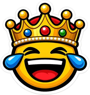 Laughing emoji wearing a crown sticker