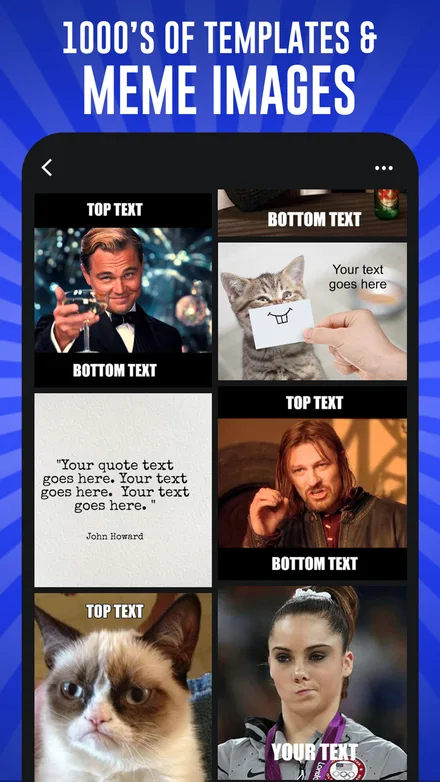 Template gallery with classic meme images